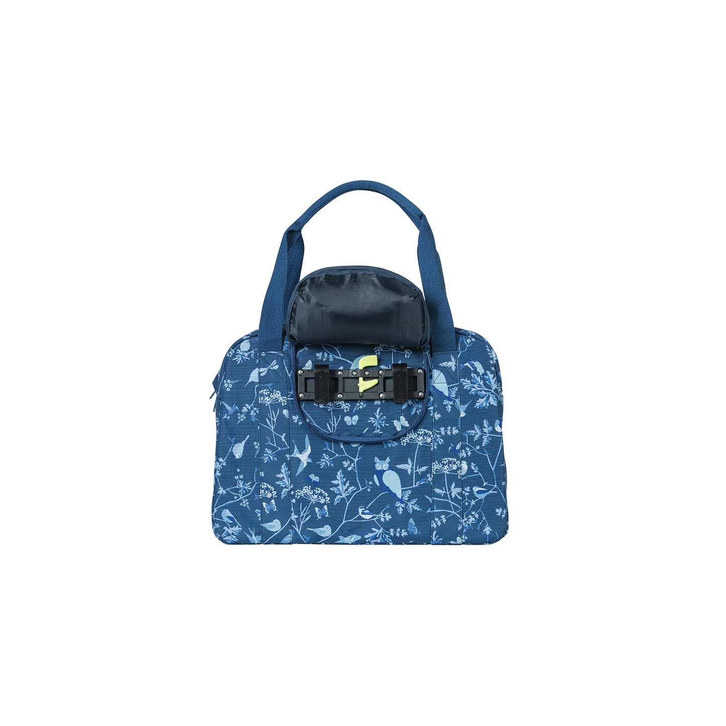 Basil Wanderlust Carry All Bag - blauwe fietshandtas met vogelprint - waterafstotend - 18L