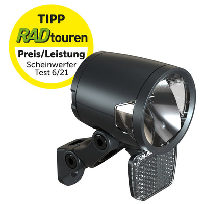 Koplamp Herrmans H-Black MR8 dynamo - aan uit functie -met houder - 180 lumen