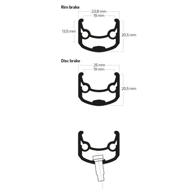 Bobike ryde velg andra 30 28 622 32g 14g cnc alu zwart