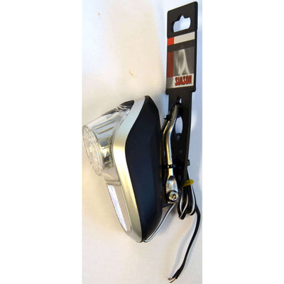 Simson voorvorkkoplamp LED zwart naafdynamo op kaart