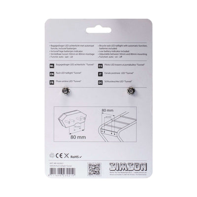 Simson batterij bagagedrager achterlicht tunnel 3 led auto
