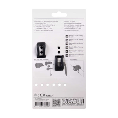 Simson verlichtingsset Simmy incl.batterijen zwart op kaart