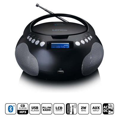Lenco draagbare radio cd mp3 met usb en bluetooth zwart - scd-331bk