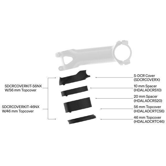 Dedacciai deda s-dcr cover kit: spacers topcover 56mm