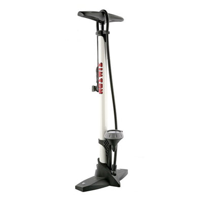 fietspomp met manometer staal 61 cm wit (020601)