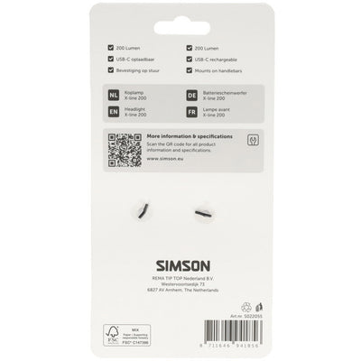 Simson koplamp aurora x-line 200 - usb-c oplaadbaar
