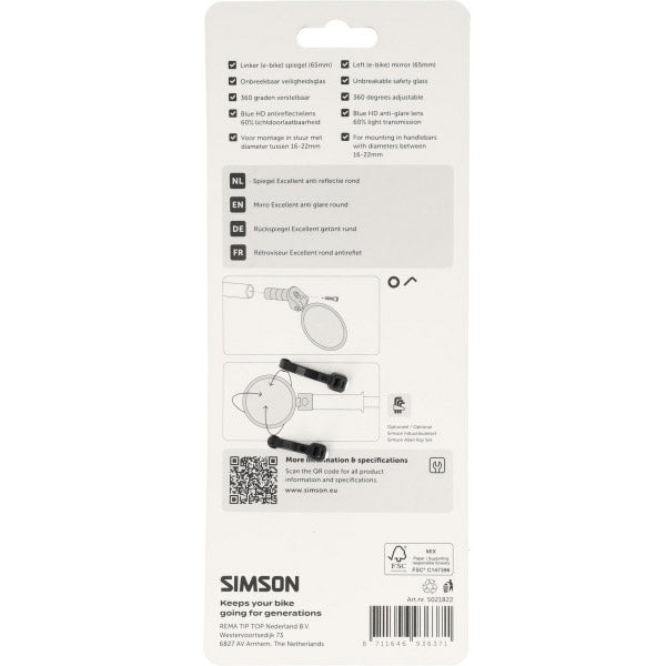 Simson spiegel rond excellent anti-reflecterend