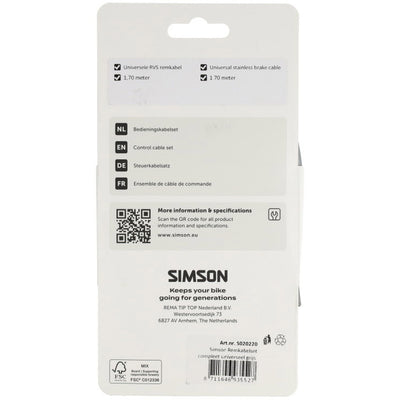 Simson remkabelset compleet universeel grijs rvs