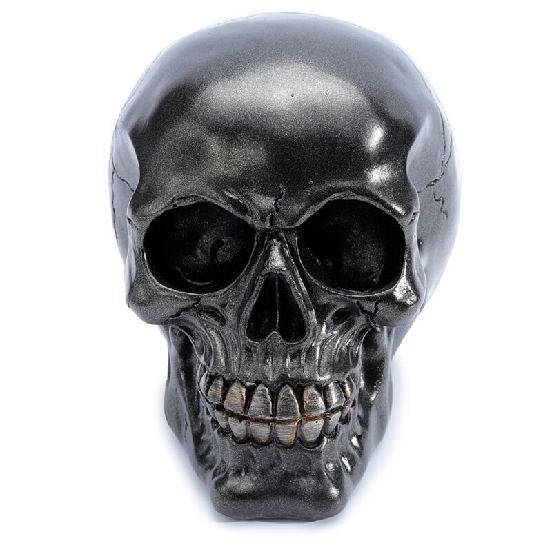 Metallic zwarte schedel woonaccessoire