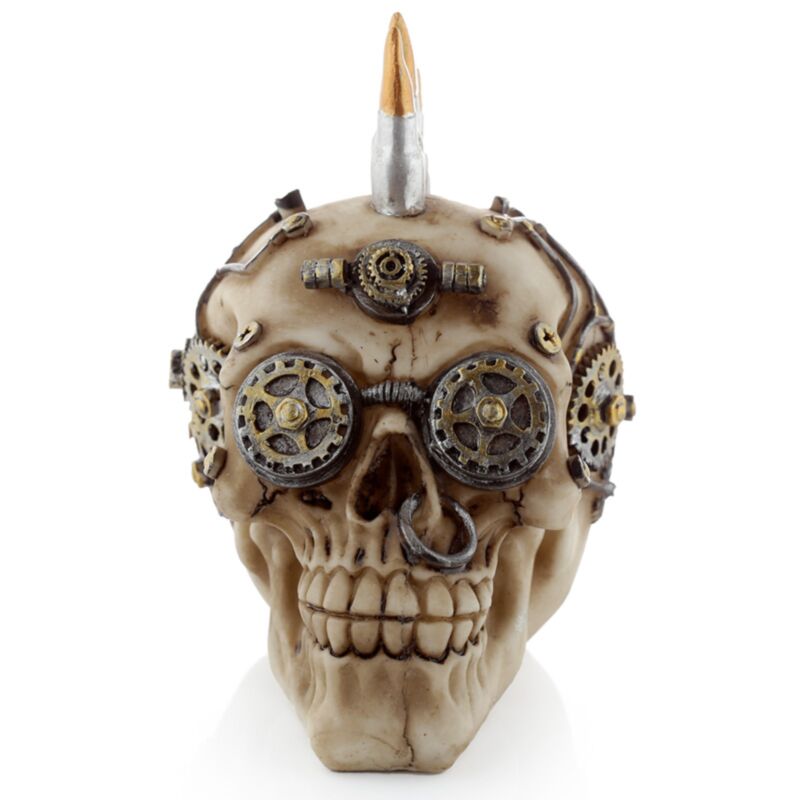 Steam punk stijl schedel met kogel mohican woonaccessoire