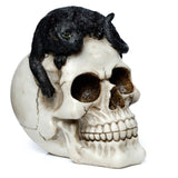 Schedel met zwarte kat woonaccessoire - afbeelding 1