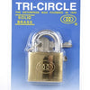 Tri-Circle hangslot 50mm - Messing, 3 sleutels, 50mm beugel, goudkleurig