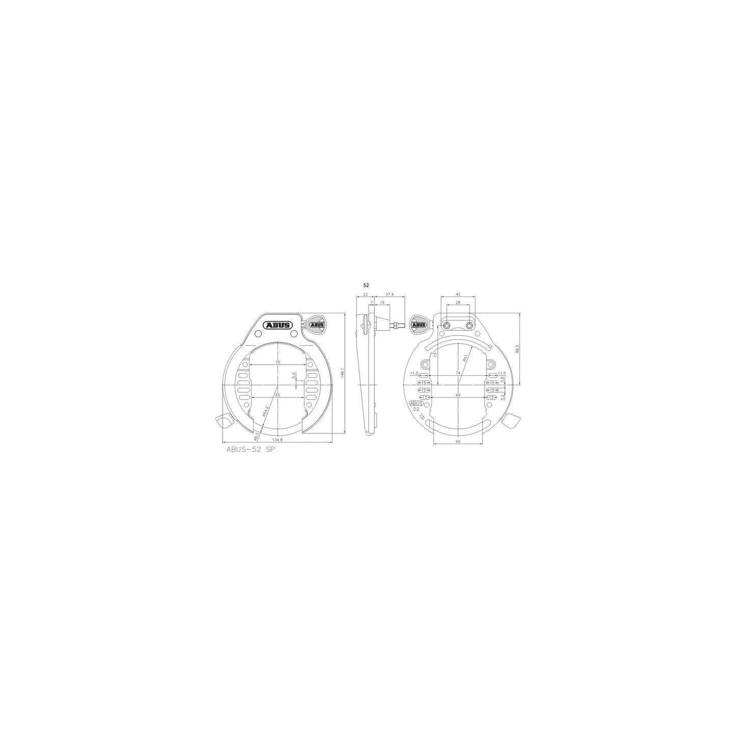 Abus bd0306a 52lh r ringslot