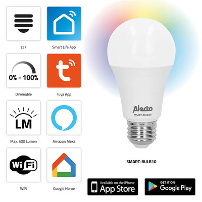 Alecto smart-bulb10 smart led-kleurenlamp met wi-fi - smart-bulb10
