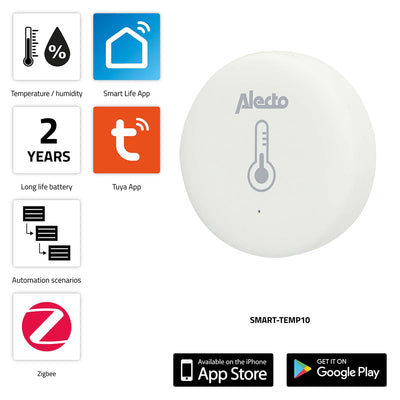 Alecto smart-temp10 smart zigbee temperatuur- en vochtigheidssensor - smart-temp10