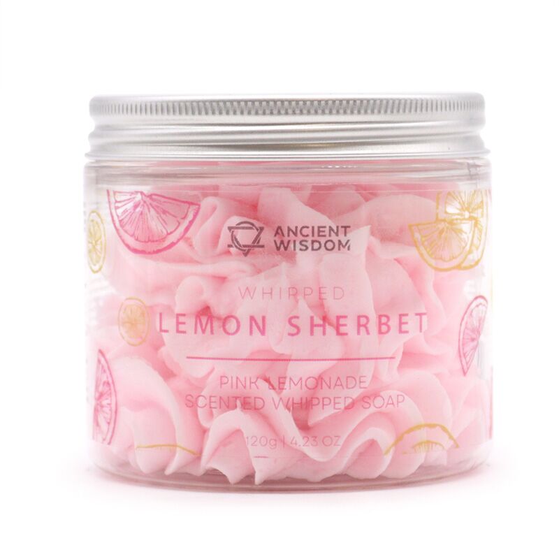 Roze limonade sherbet pot met whipped soap bodywash