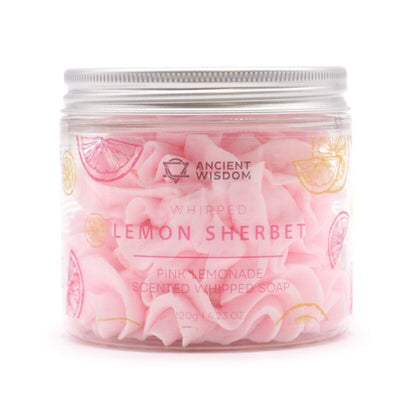 Roze limonade sherbet pot met whipped soap bodywash