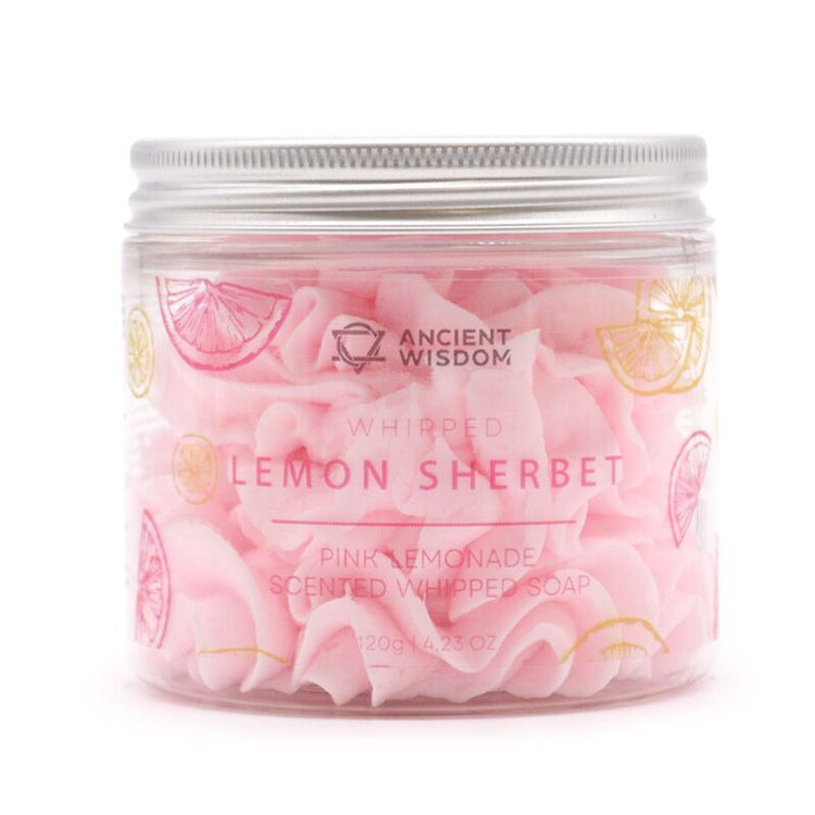 Roze limonade sherbet pot met whipped soap bodywash