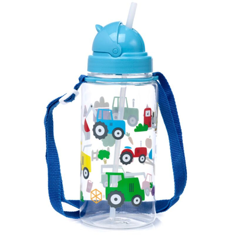 Ecozen kinder waterfles 450ml flip straw kleine tractors