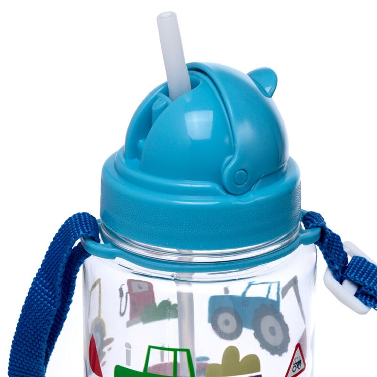 Ecozen kinder waterfles 450ml flip straw kleine tractors