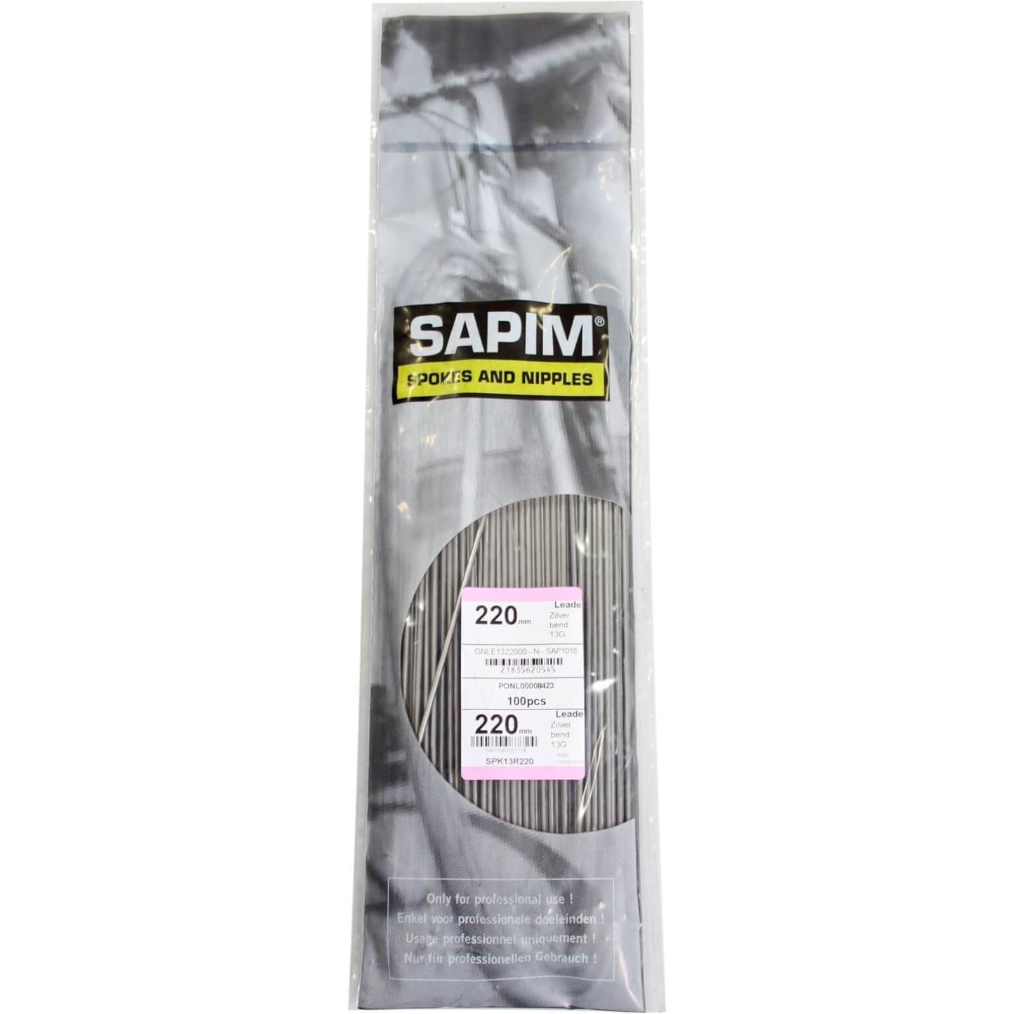 Sapim spaak leader 13-220 rvs z nippel (1 stuk)