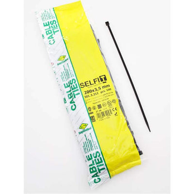 Selco Kabelbinder tyrips 200x3.5mm ø55mm zwart (p 100)