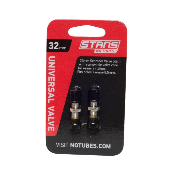 Stans stan's valve stem (pair) - universal, schrader, 10mm base - 32mm