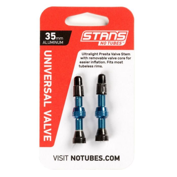 Stans stan's valve stem aluminium (pair) - universal, presta - blue - 35mm