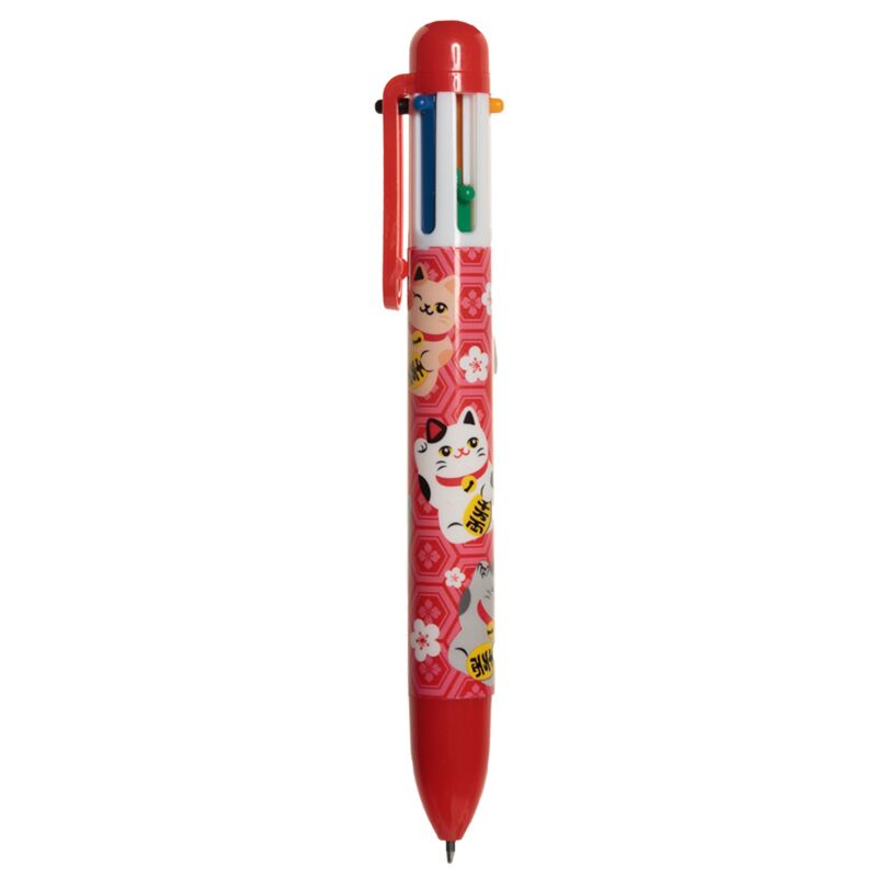 Maneki neko gelukskat meerkleurige pen (6 kleuren)