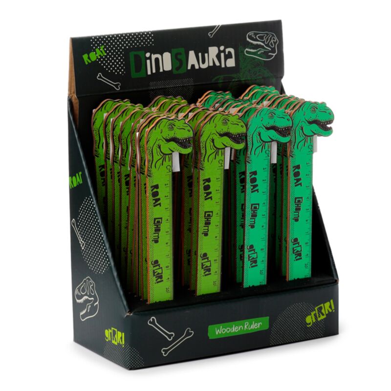 Dinosauria shaped top wooden ruler (15cm)