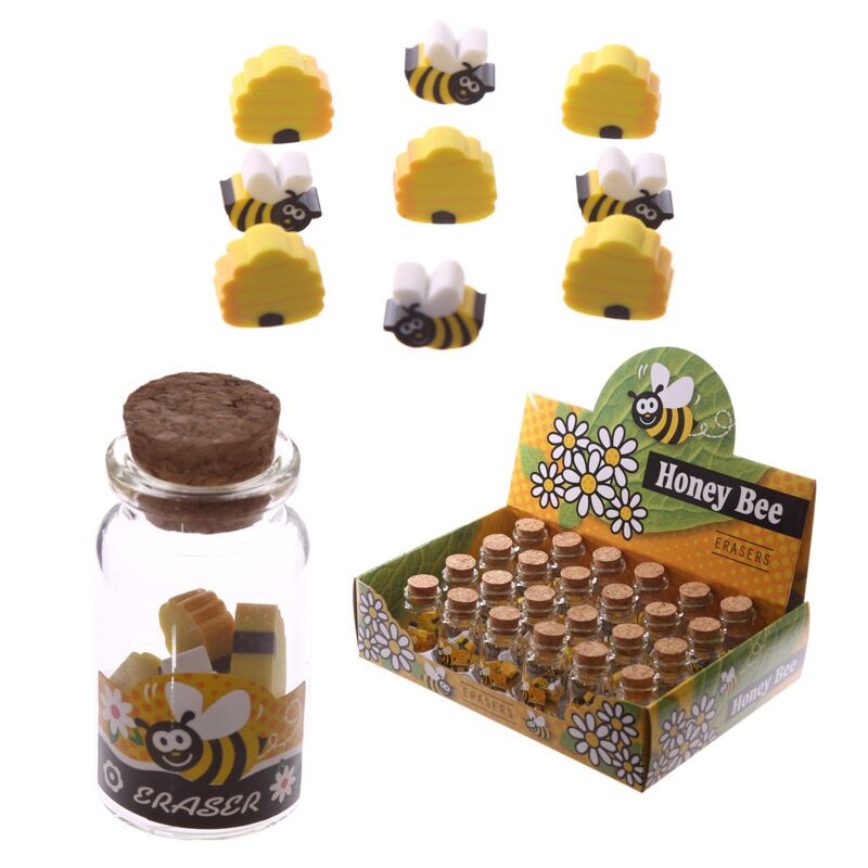 Honingbij gummen in mini pot met kurk deksel