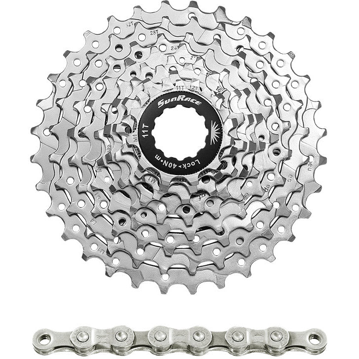 Spanninga sunrace combipack csm96 9v 11-32t met ketting cnm94