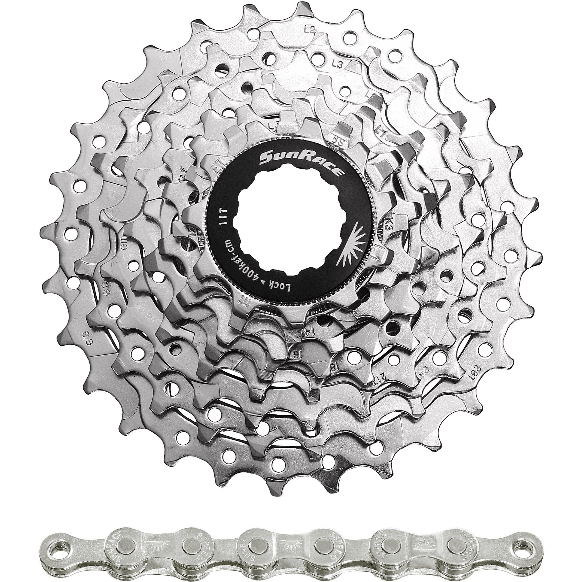 Spanninga sunrace combipack csr86 8v 11-28t met ketting cnm84