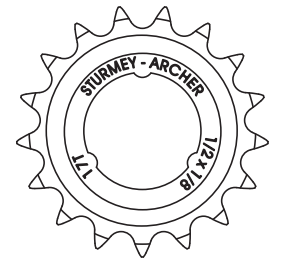 Sturmey-archer europa n.v. sa tandwiel 1 8 extra diep doorgezet 17t