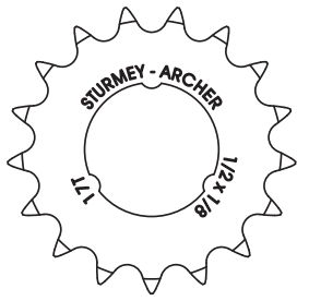 Sturmey-archer europa n.v. tandwiel sturmey archer 17t - 1 8 vlak model - chroom