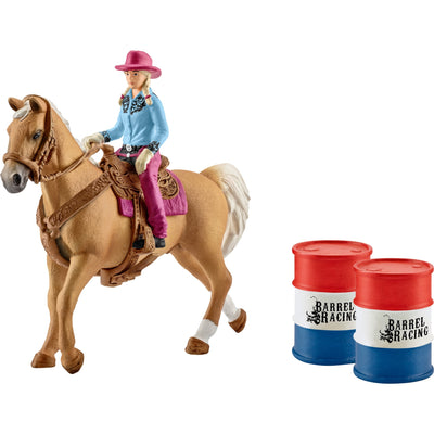 Schleich Farm World Barrel racing met cowgirl