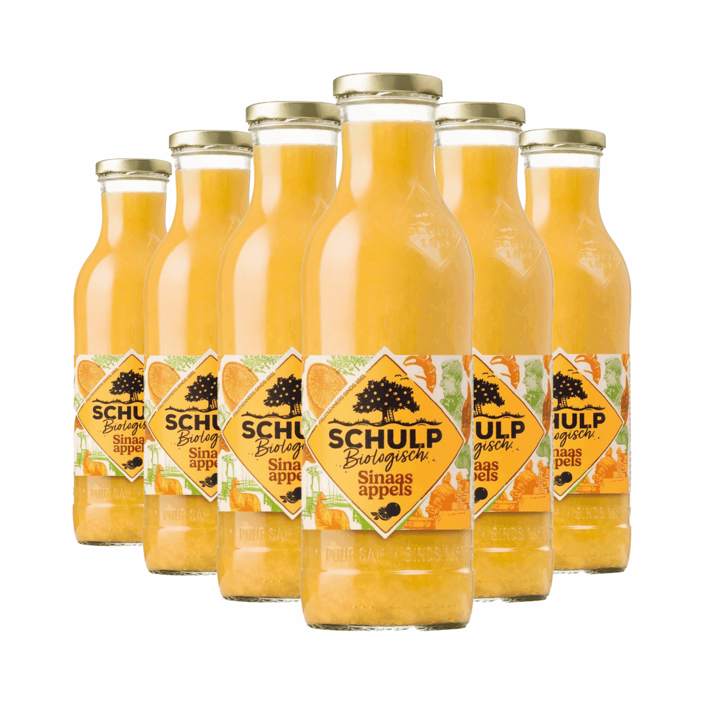 Schulp biologisch sinaasappelsap fles (6x 750 ml)