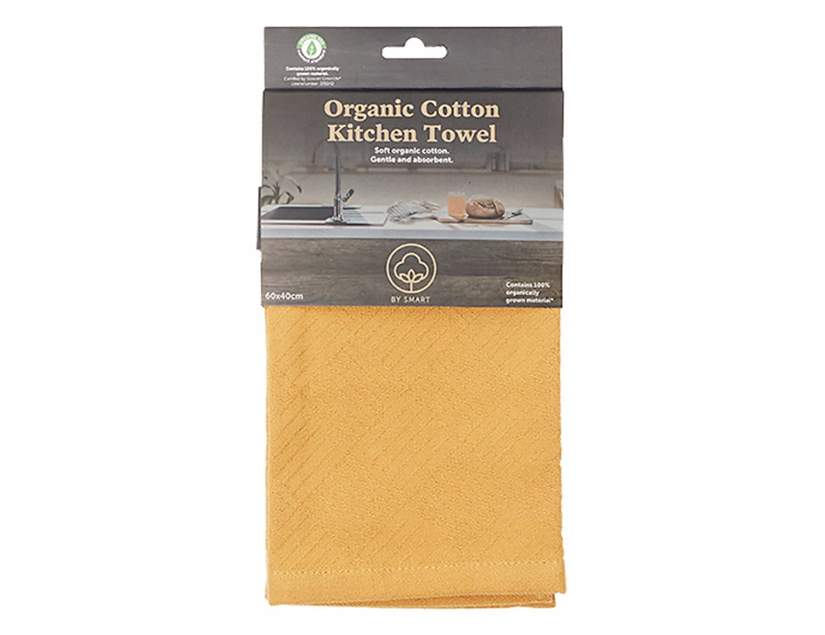Smart theedoek - 60x40 - mosterd - biokatoen