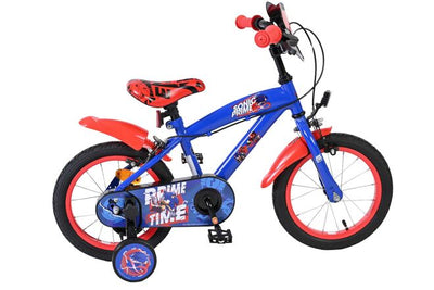 Schall sonic prime kinderfiets - jongens - 14 inch - blauw rood - twee handremmen