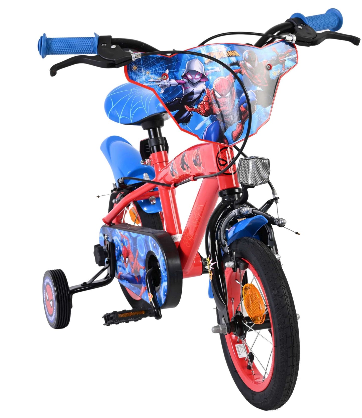 Spiderman spider-man kinderfiets - jongens - 12 inch - blauw rood - twee handremmen