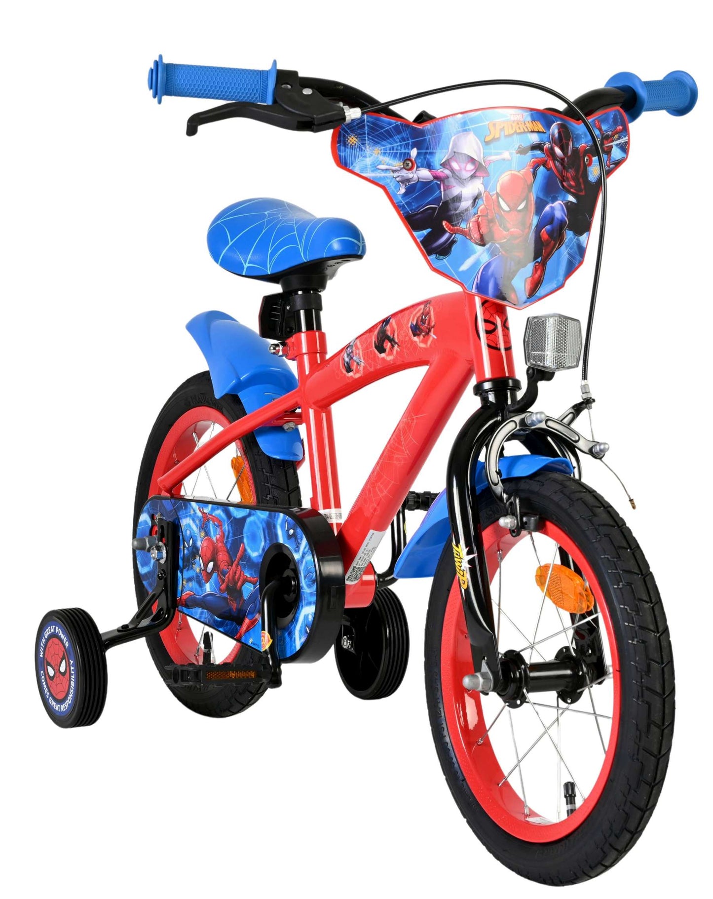 Spiderman marvel spider-man kinderfiets - jongens - 14 inch - rood blauw