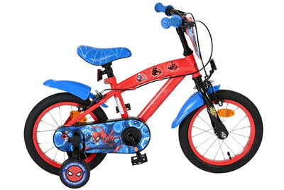 Spiderman spider-man kinderfiets - jongens - 14 inch - blauw rood - twee handremmen