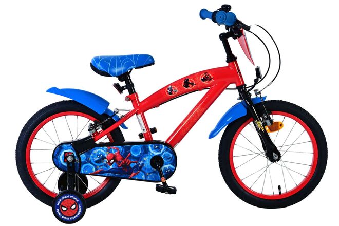 Spiderman spider-man kinderfiets - jongens - 16 inch - blauw rood - twee handremmen