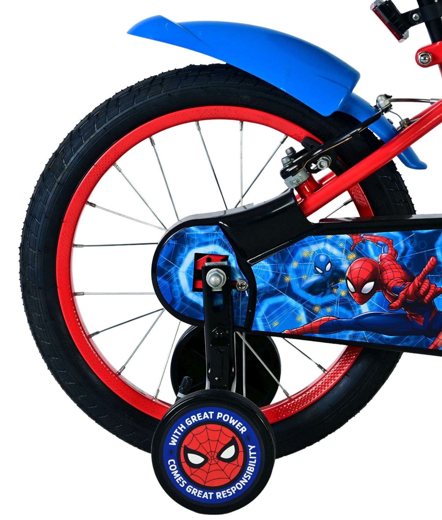 Spiderman spider-man kinderfiets - jongens - 16 inch - blauw rood - twee handremmen