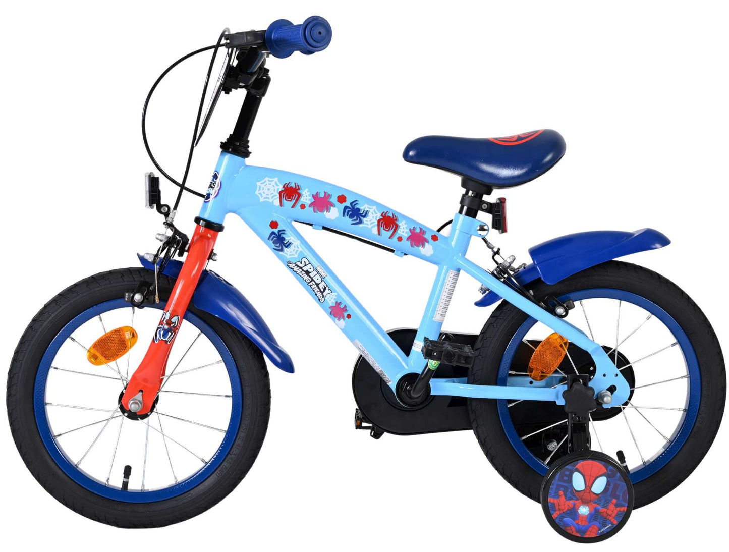 Spidey und seine tollen freunde spidey kinderfiets - jongens - 14 inch - blauw rood - twee handremmen