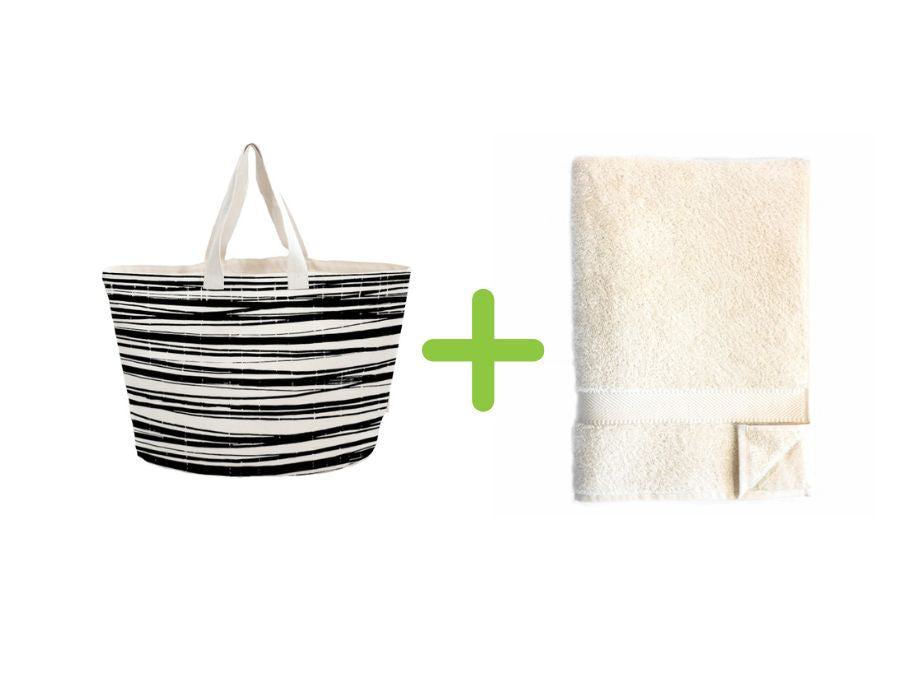 Bo weevil strandtas + badlaken (100x180 cm) - naturel