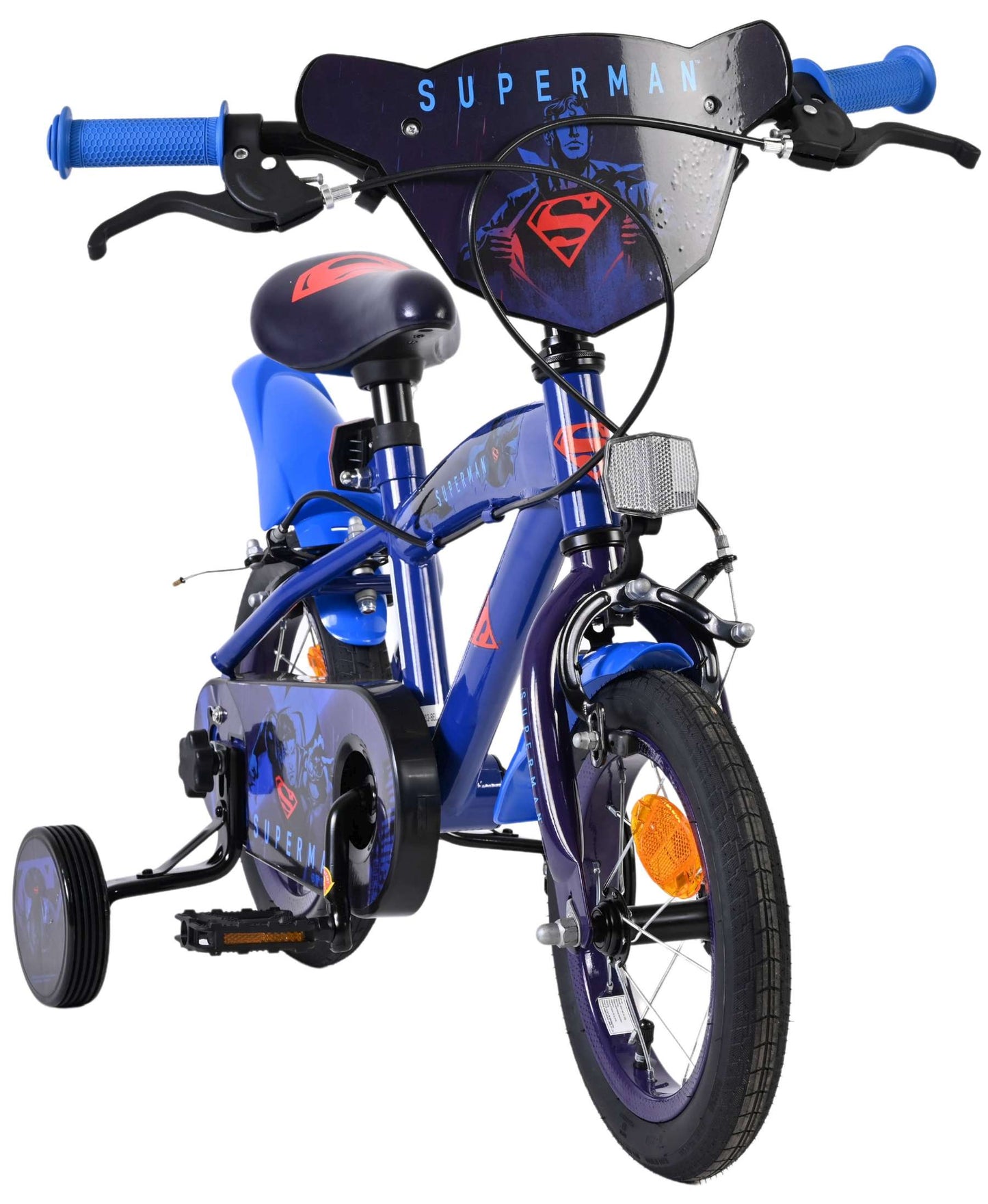 Superman kinderfiets - jongens - 12 inch - blauw - twee handremmen