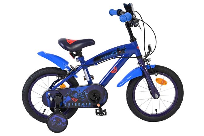 Superman kinderfiets - jongens - 14 inch - blauw - twee handremmen