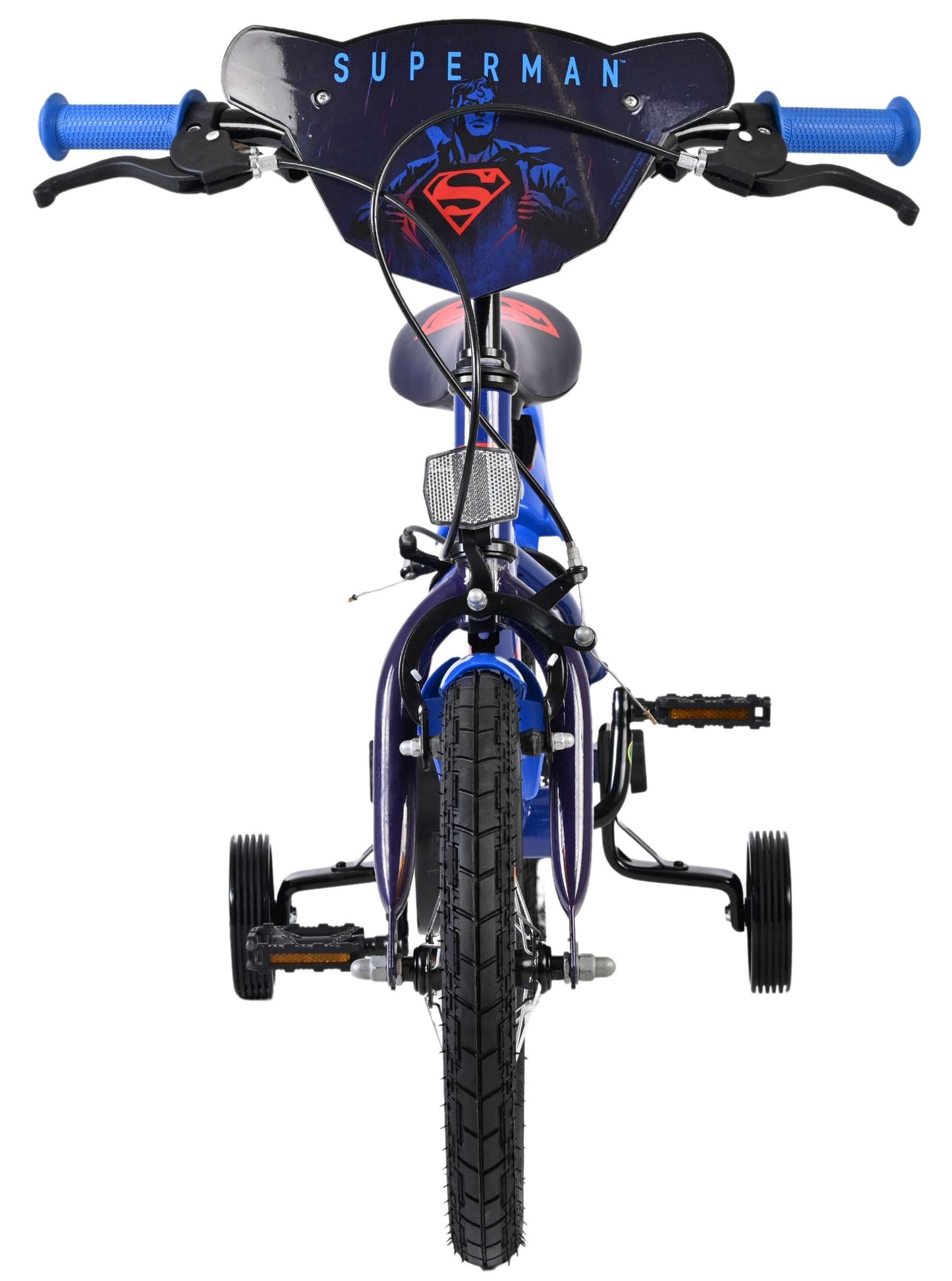 Superman kinderfiets - jongens - 14 inch - blauw - twee handremmen
