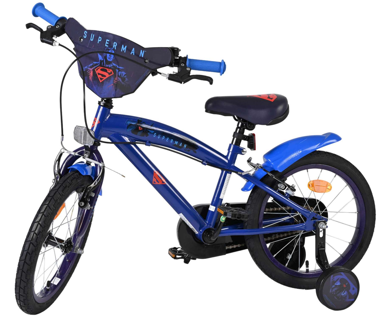 Superman kinderfiets - jongens - 16 inch - blauw - twee handremmen